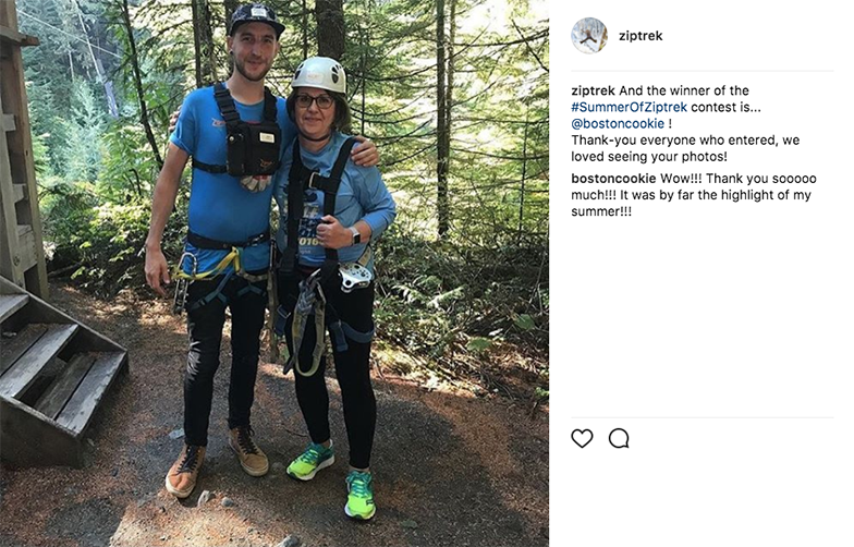 Ziptrek contest winner